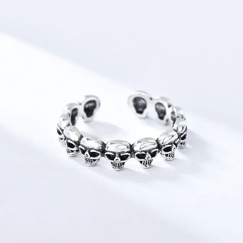925 Sterling Silver Skull Adjustable Rings For Women Vintage Wedding Jewelry silver rings,silver ring,wedding rings