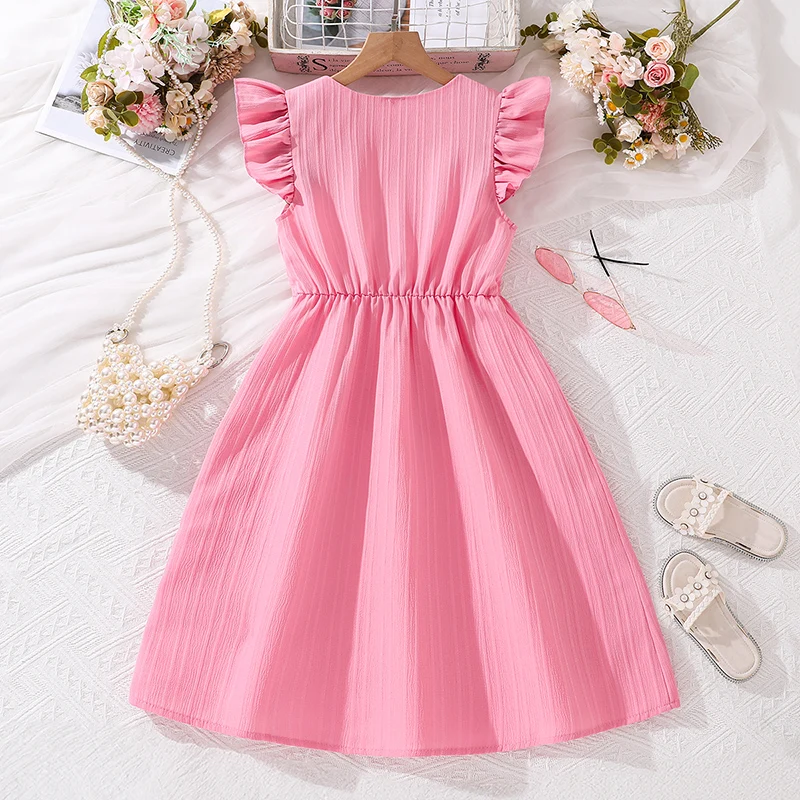 Pink Summer Dresses For Juniors Cheap Kids Dress For Girls Pink