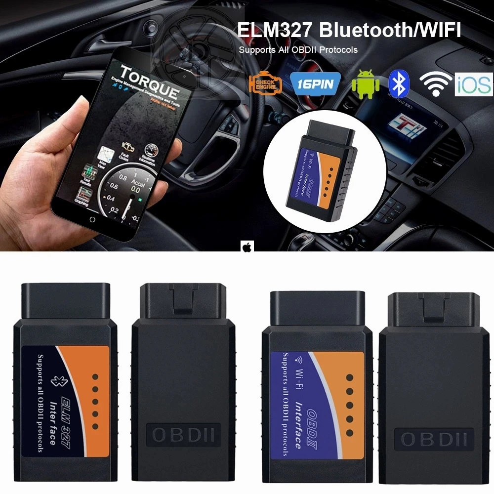 

Автомобильный диагностический сканер OBD2 ELM327 V1.5 WIFI OBD 2, Bluetooth ELM 327 Wi-Fi 1,5 IOS Android, считыватель кодов