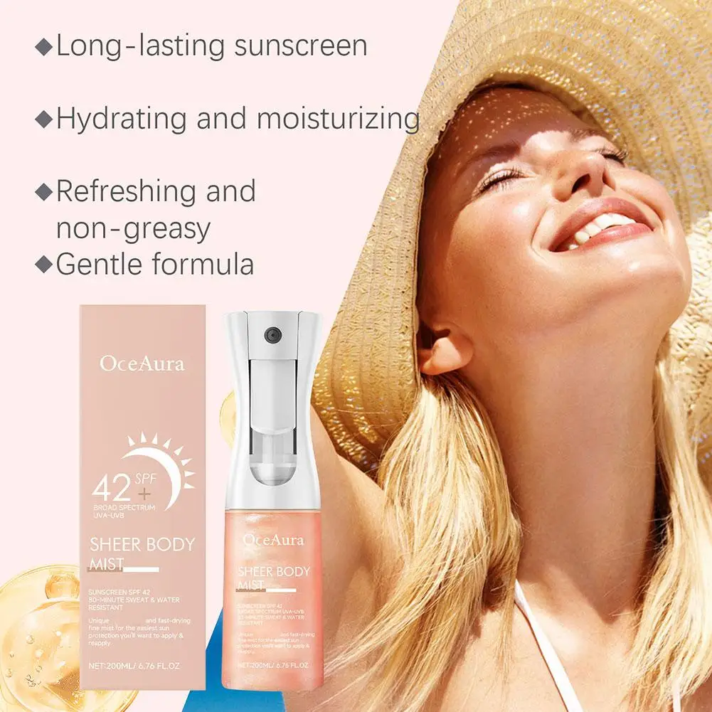 200ml Sunscreen Spray Anti-aging Anti Wrinkle Moisturizing Whitening Sunscreen Spray Facial Body Neck Skin Care Cream