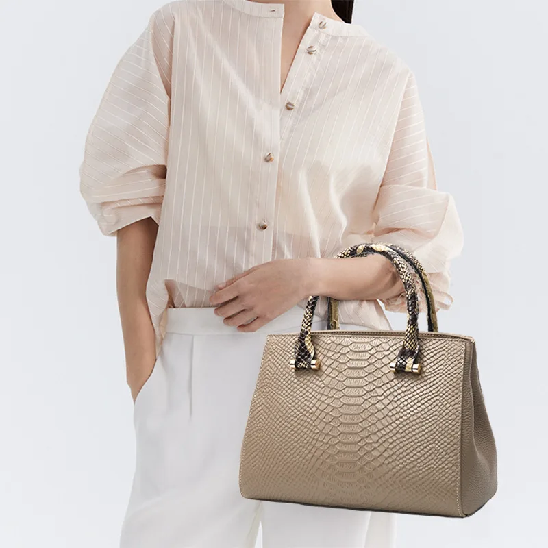 Leather Shoulder Single Genuine Bag Handbags For Women Snake Pattern Fashionable Casual High-Quality Messenger Versatile Luxury
