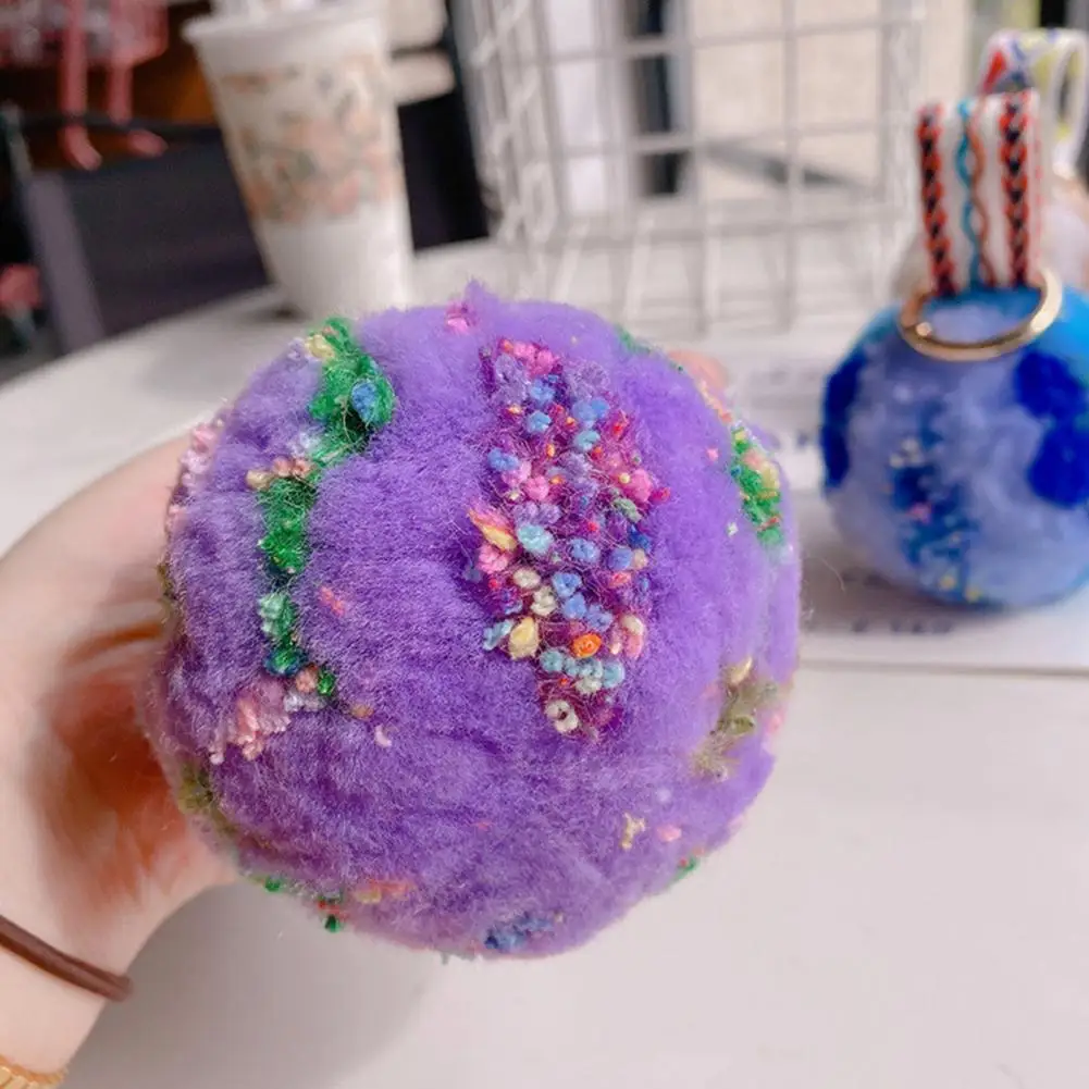 

Soft Ice Cream Ball Decoration Colorful Plush Ice Cream Ball Keychain Pendant Backpack Ornament Stress Relief Fuzzy Squeeze Toy