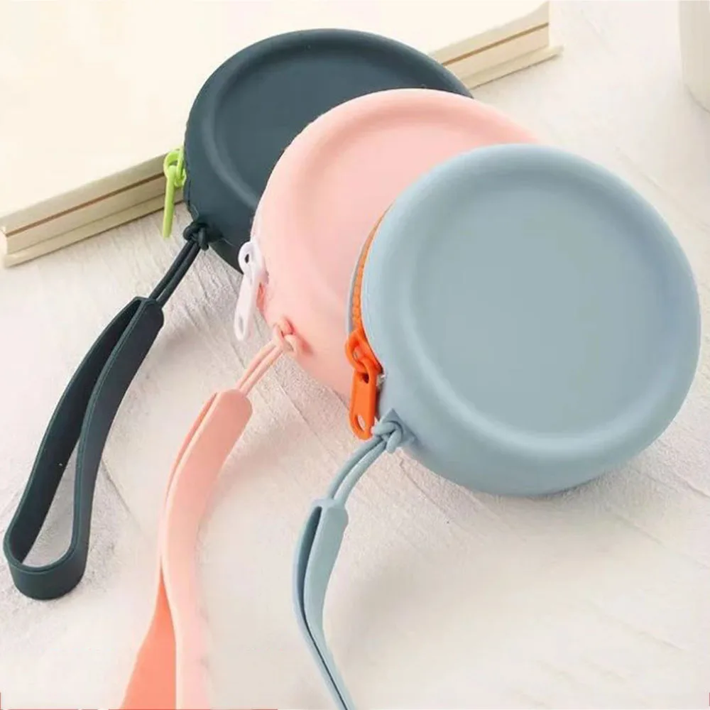 

Women Silicone Coin Purse Macaron Color Simple Mini Wallet Key Bag For Girls Cute Round Square Headset Pouch Classic Storage Bag