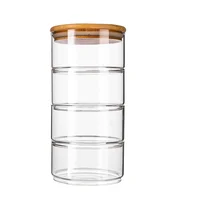 4 Pcs Multi Layer Storage Tank High Borosilicate Glass Kitchen Containers Food Jars Insect Proof Bowls Fresh Preservation Home 1