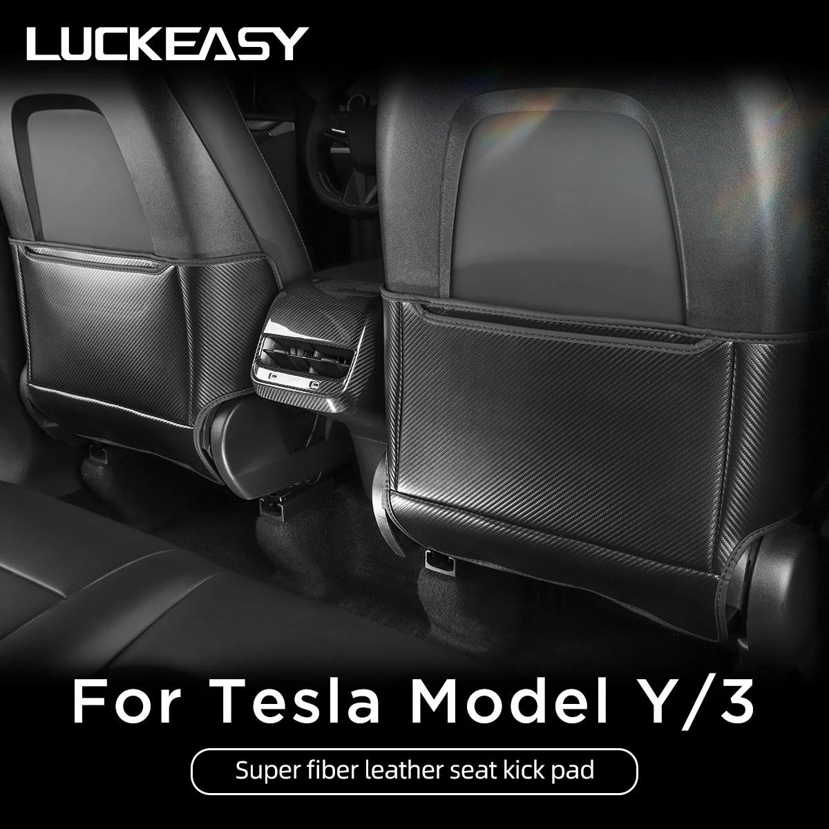 LUCKEASY For Tesla Model Y 2021-2024 Rear Seat Backrest Protective Pad  Trunk Mat Car Interior Accessories Anti-Kick Pad - AliExpress