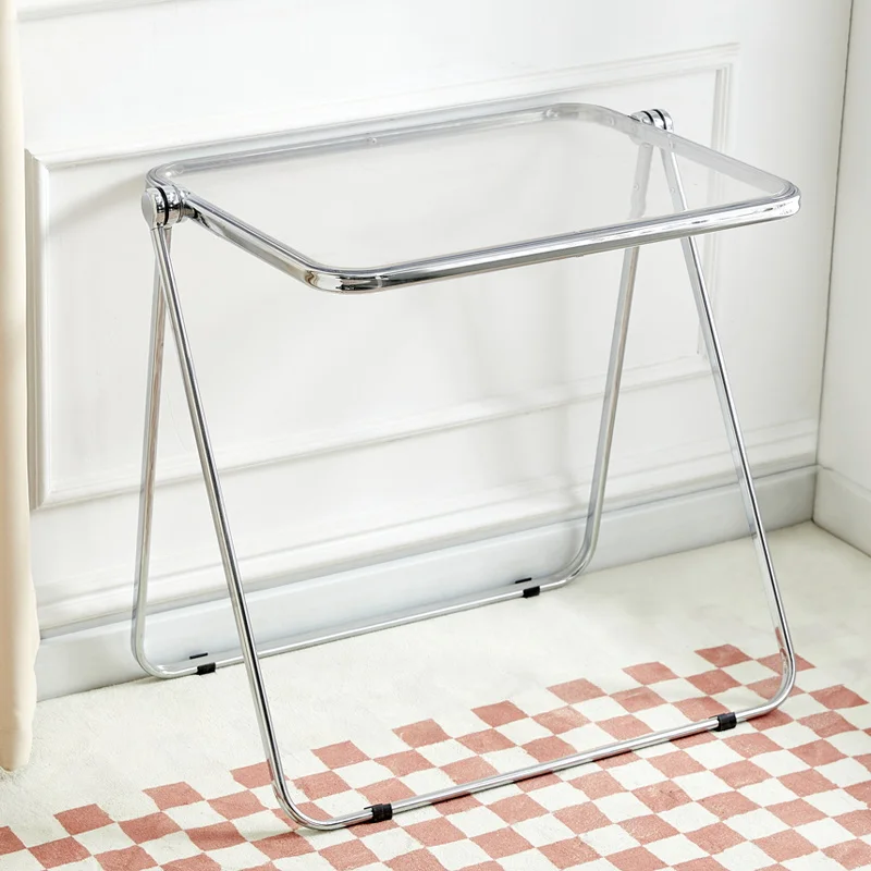 

Ins Style Transparent Folding Table Acrylic Bedroom Balcony Table and Chair Combination Modern Simple Portable Table Furniture