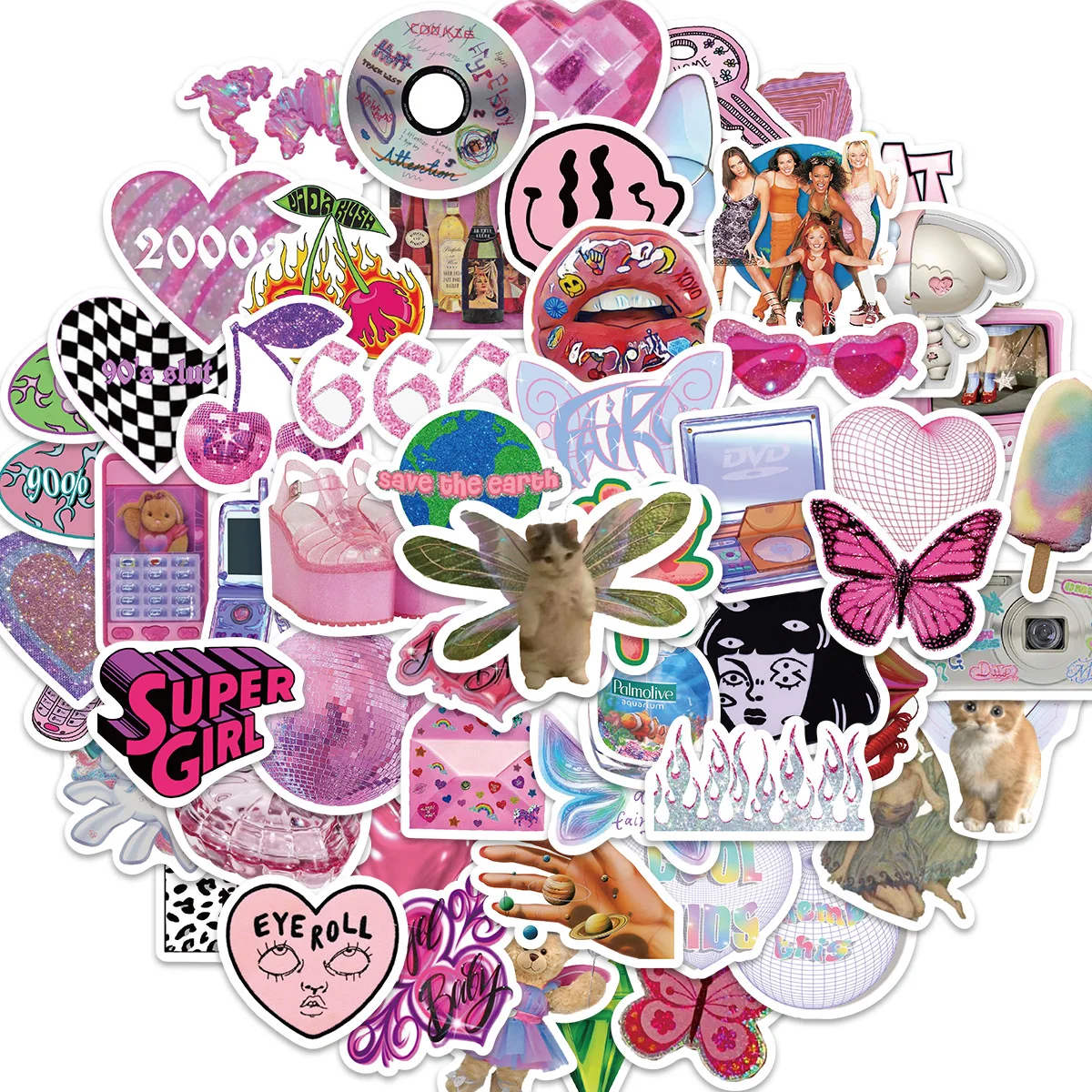 10/30/50PCS Fishion Pink Waterproof Graffiti Sticker Aesthetic Decorative Luggage Laptop Cup Guitar Scrapbook Notebook Stickers