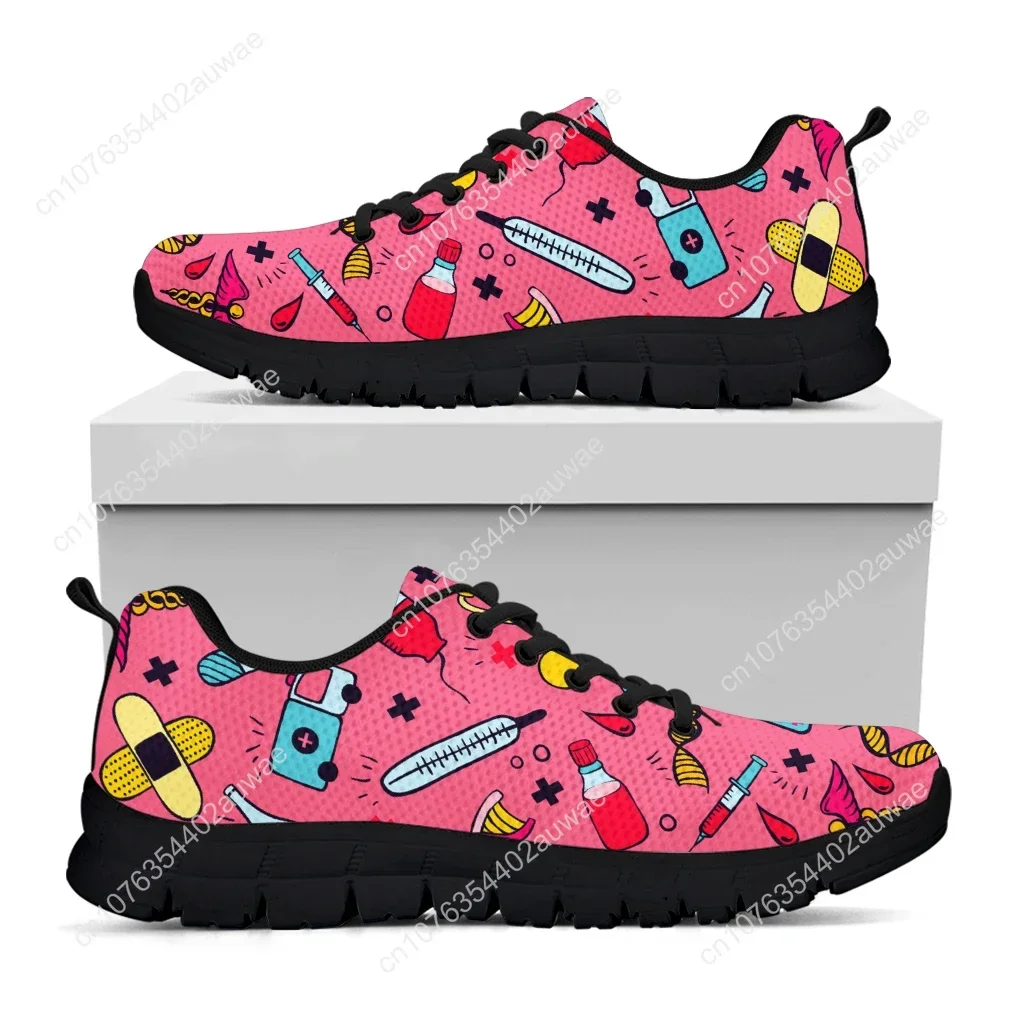 Scarpe da ginnastica esterno leggere con stampa medica di pronto soccorso rosa scuro scarpe mediche  infermiera scarpe
