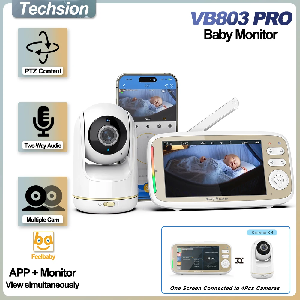 VB803 PRO, Baby Monitor HD 720P, surveillance de la température, WIFI, PTZ