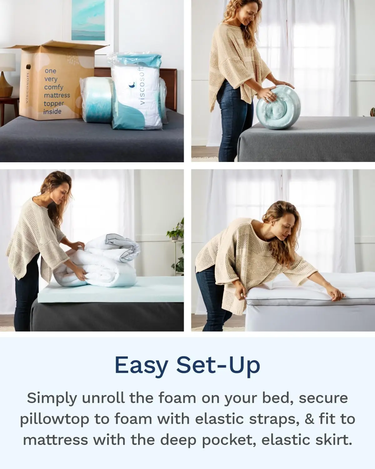 4 Inch Pillow Top Memory Foam Mattress Topper Queen - Cooling Hybrid Lux Dual Layer Mattress Pad