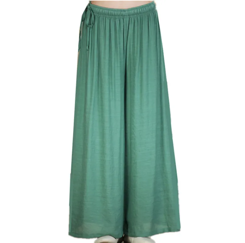 Women Casual Wide Leg Pants Summer Brand Thin Cotton Linen Long Trousers Candy Color Dancing Pants Comfortable Soft Trousers