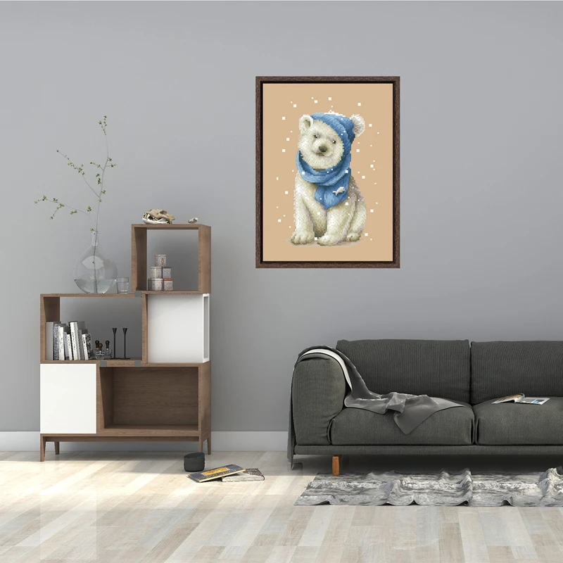 White Bear Cross Stitch Kit 18ct 14ct 11ct Flaxen Linen Fabric Cloth Cotton Thread Embroidery DIY Handmade Home Decor Cross Stitch Kit