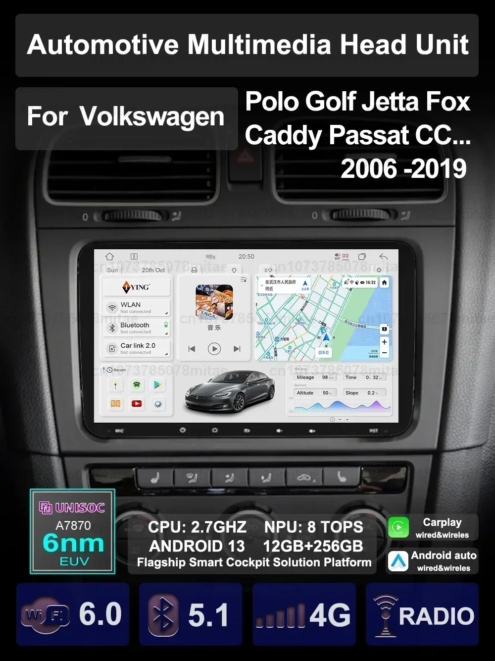 

For VW Volkswagen 06-19 Golf Jetta Multivan Caddy Passat CC Car Multimedia Carplay Android Auto Radio Video Palyer Head Unit