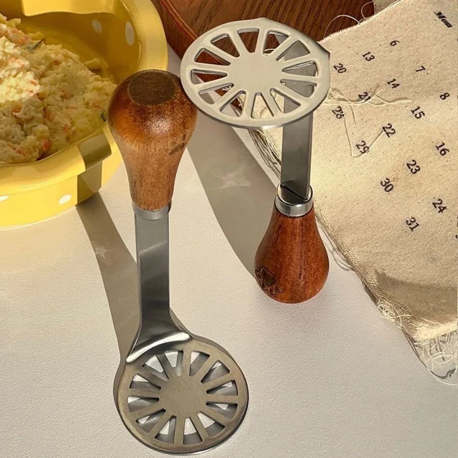 Mini potato masher stainless steel wooden handle butter cheese spatula fruit masher Kitchen Tools 1pc potato masher