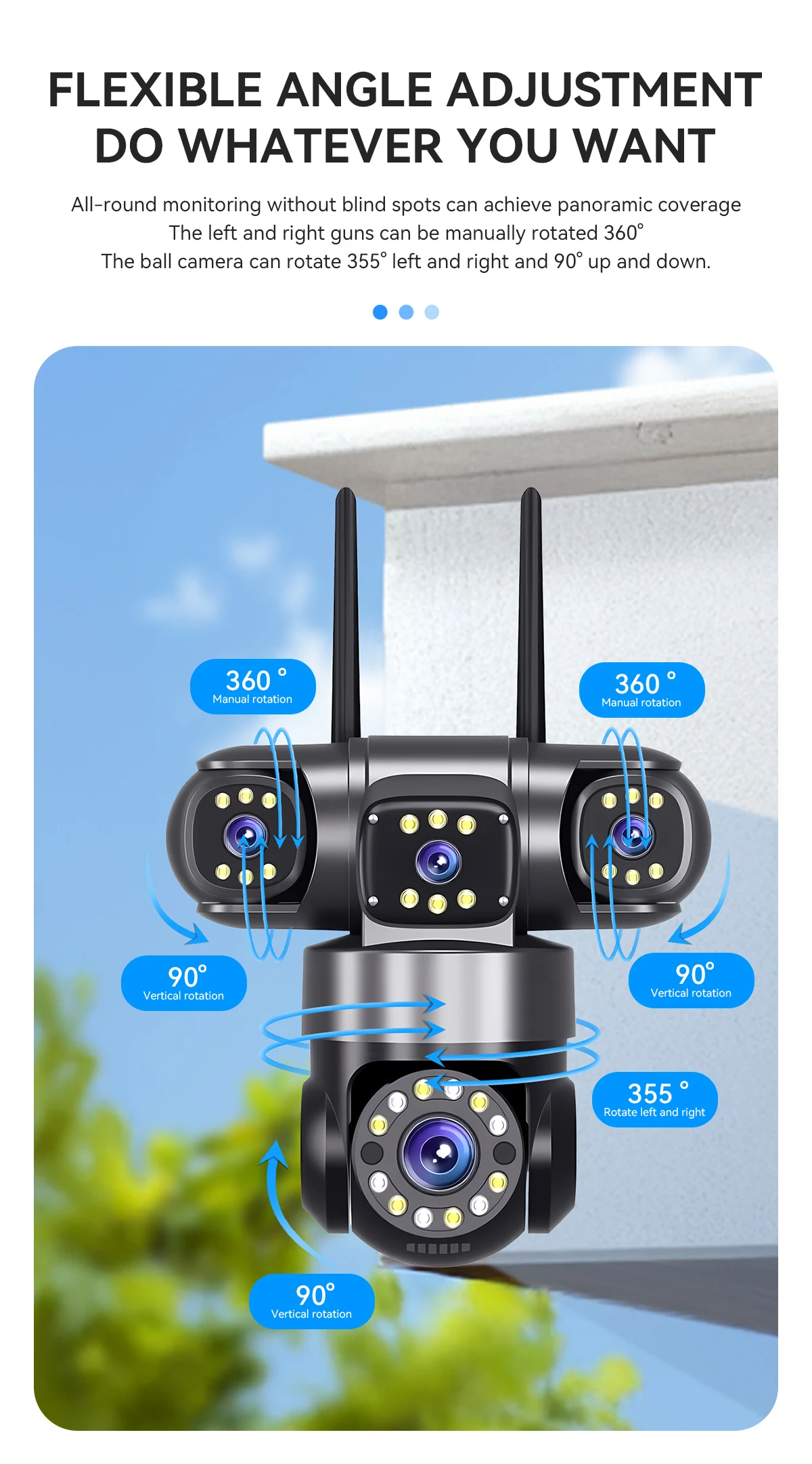 10K 20MP WIFI Camera UHD Security Camera with 16X Zoom Four Screens Four Lenses