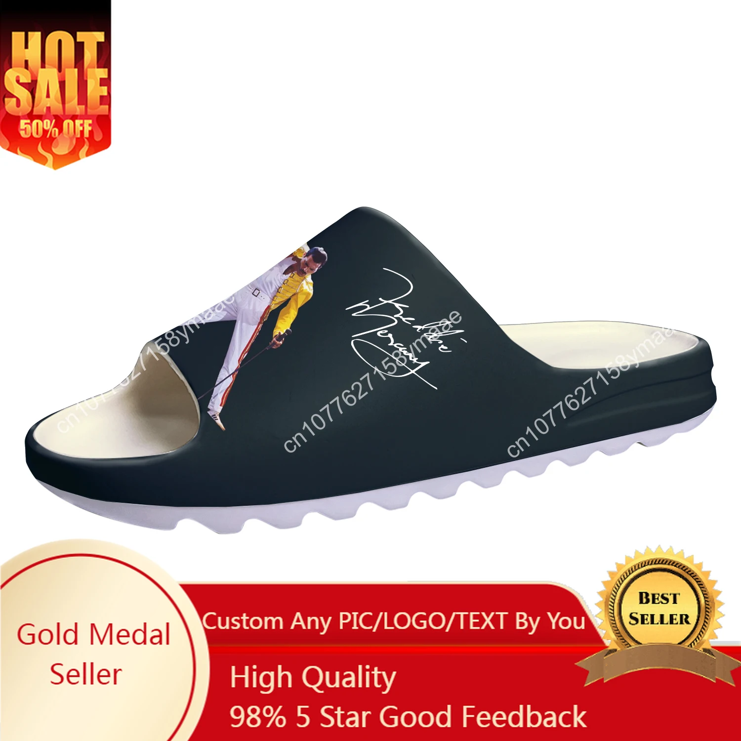 Freddie Mercury Soft Sole Sllipers Home Clogs Step on Water Shoes Mens Womens Teenager Bathroom Customize on Shit Sandals