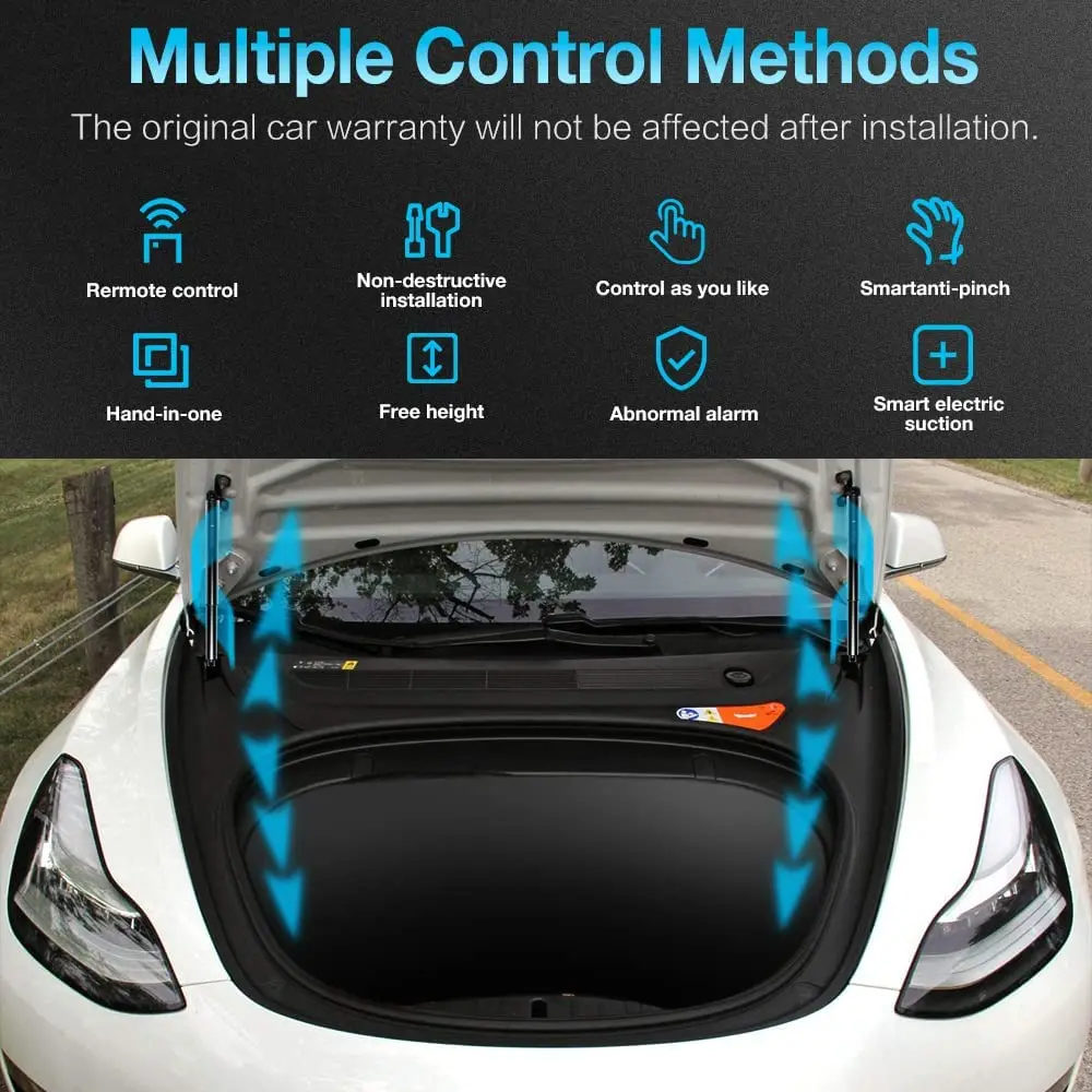 Kit Frunk de energia para Tesla Modelo 3 e Y, Tampa Frontal impermeável, Auto Auto interruptor elétrico, controle remoto, cabo de emergência Pull