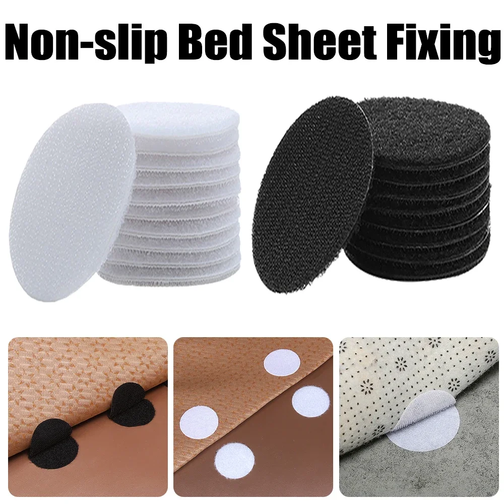 

15Pcs Self-adhesive Fastener Dots Stickers Adhesive Hook Loop Tape Sofa Mat Bed Sheet Carpet Anti Slip Fixing Pad PVC Patch 50mm