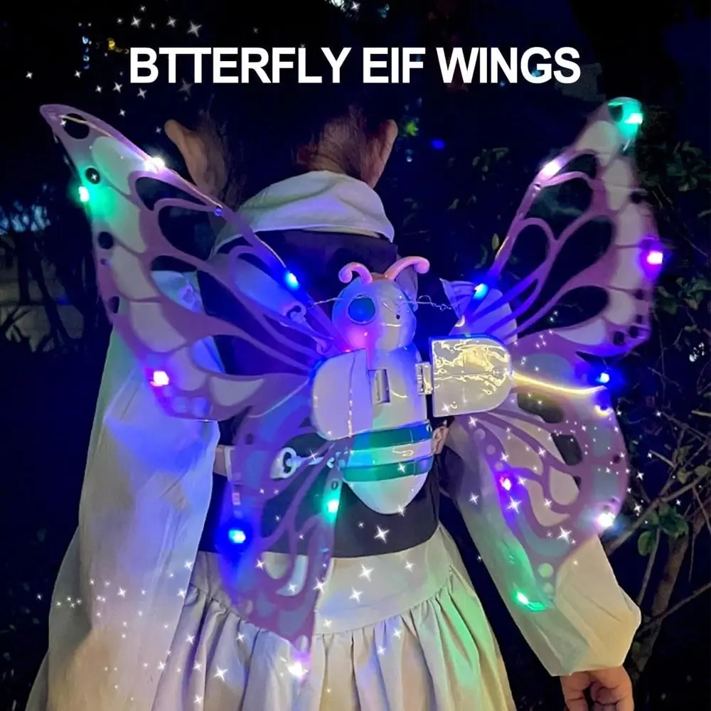 Leuchtende, leuchtende Feenflügel mit LED-Leuchten, verstellbare Träger, LED-Blumen-Feenflügel, bewegliche Schmetterlings-Engelsflügel