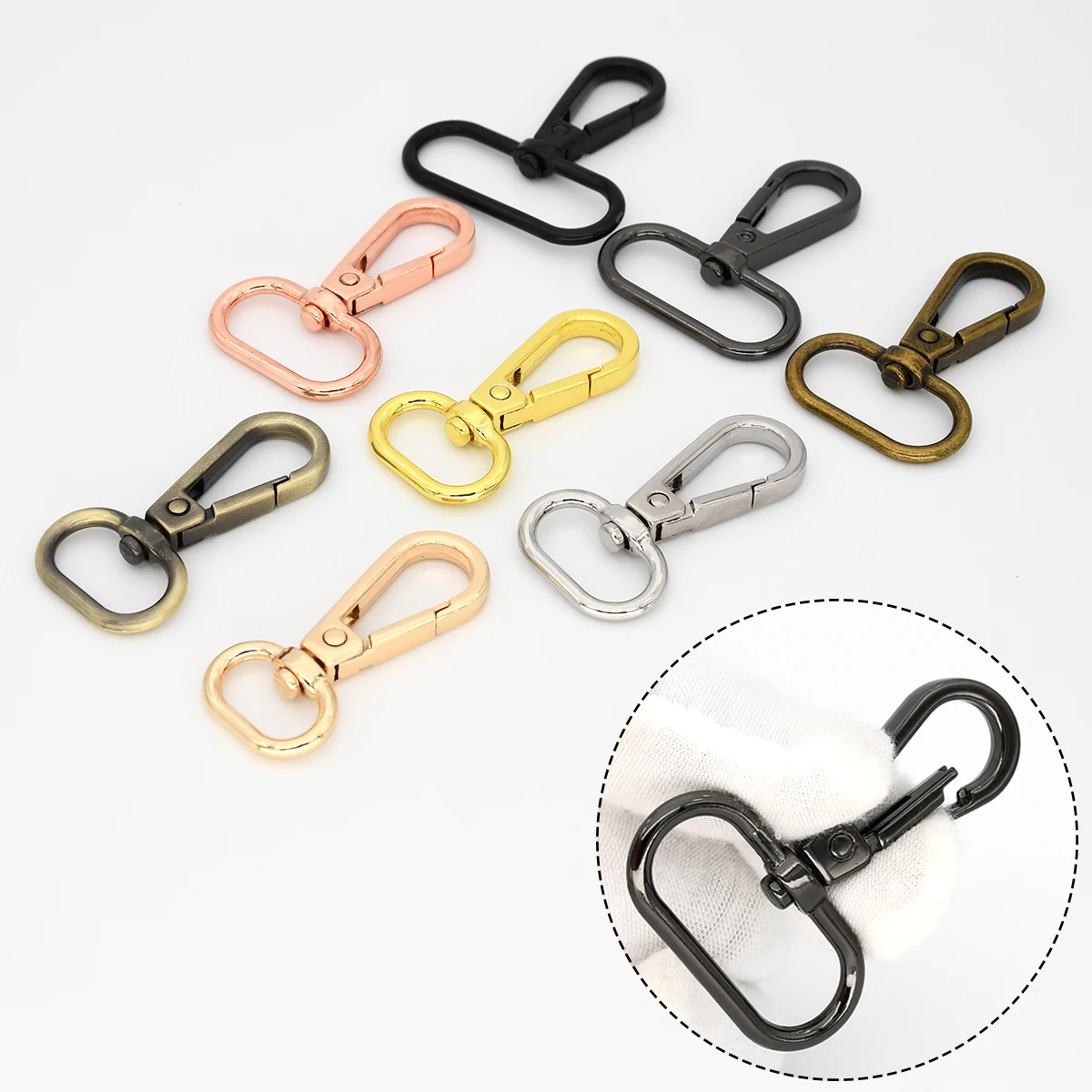 1piece Metal Snap Hook Swivel Eye Spring Trigger Clip Clasp Oval Ring Leathercraft Bag Strap Webbing Parts Accessories Keychain