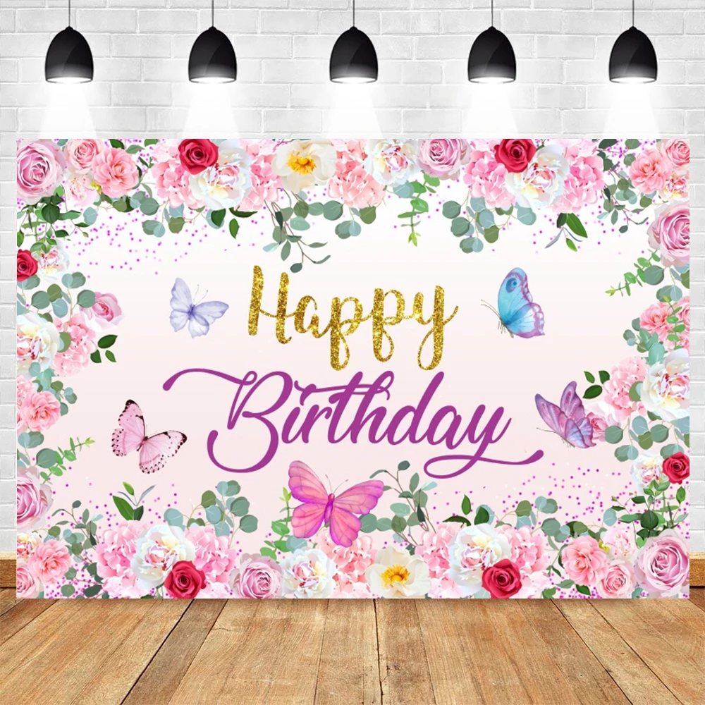 Photo Backdrop Flower Butterfly Backdrop Girls 1st Birthday Party Castle Baby Shower Rainbow Ballet Dancer Photography Background Decor