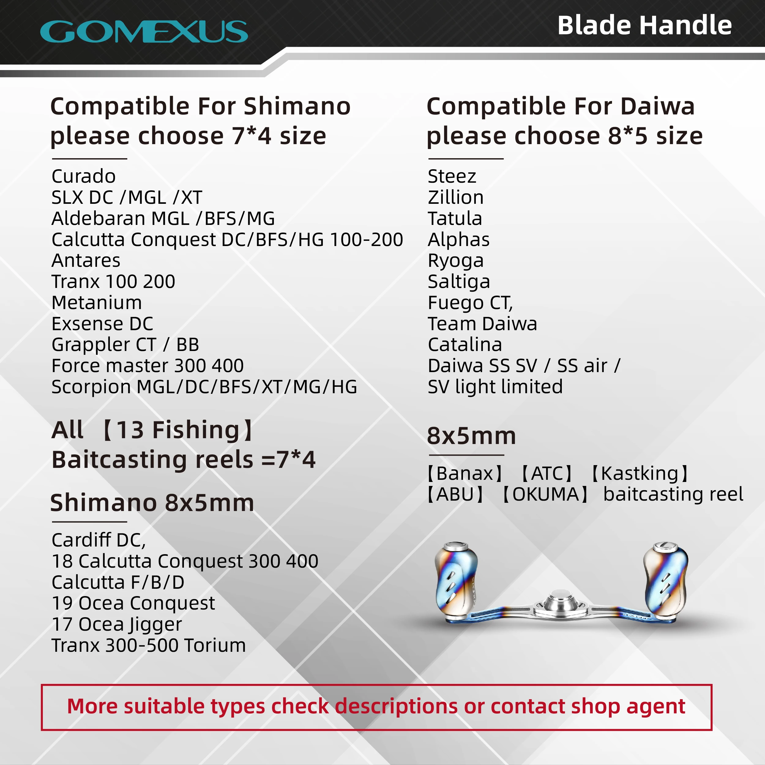 Gomexus Titanium Knob Reel BFS 85mm/90mm/95mm For Shimano Curado Aldebaran  Daiwa Steez Baitcasting Reels Turning Handle