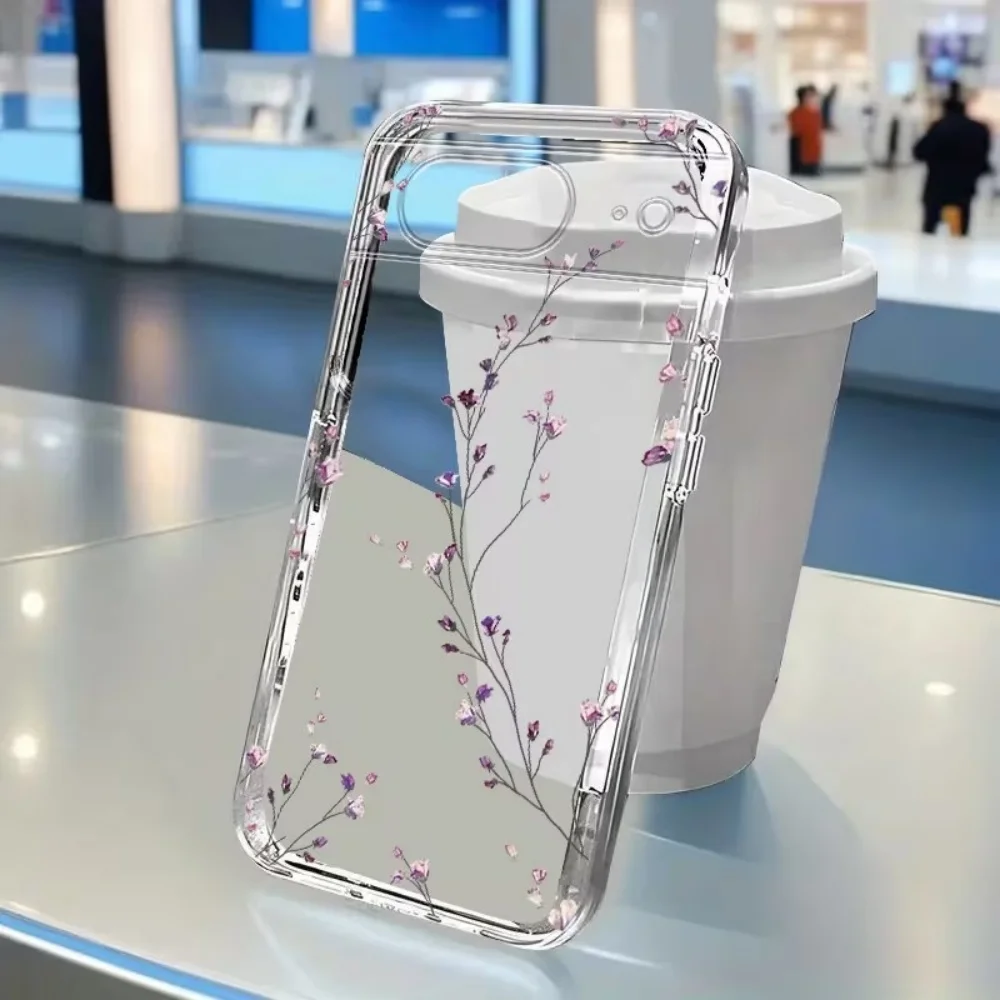 Elegant Transparent Floral Print Phone Case - Crystal Clear Lightweight Protective Cover