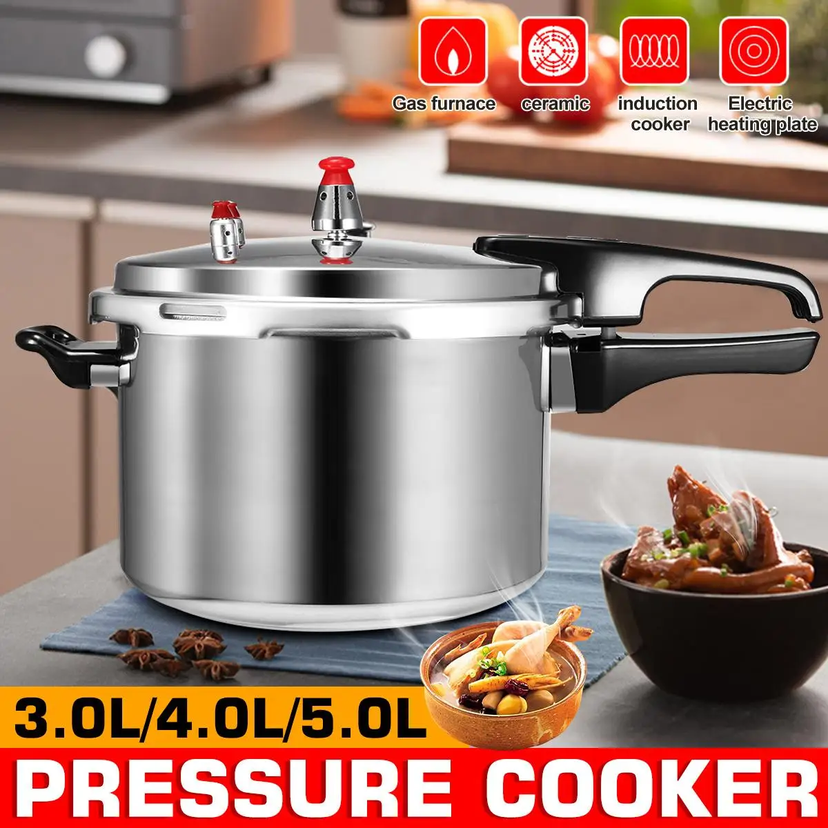 18/20/22cm Kitchen Pressure Cooker Cookware Soup Meats pot Gas Stove