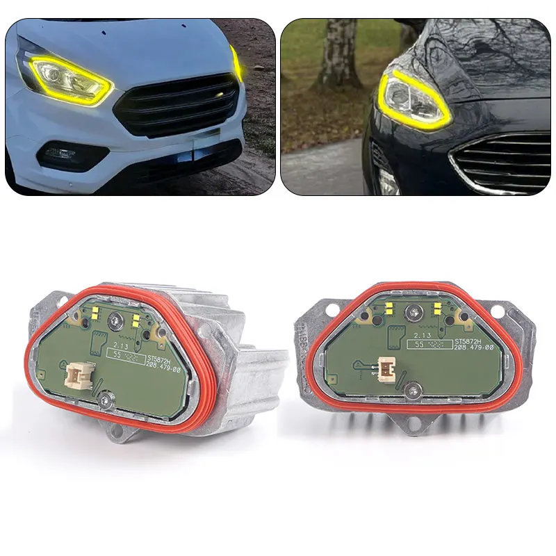 포드 피에스타 MK8 MK7 포커스 MK4 푸마 H1BB13D278AC용 노란색 흰색 DRL LED 헤드라이트 주간 주행등 모듈 소스 드라이버