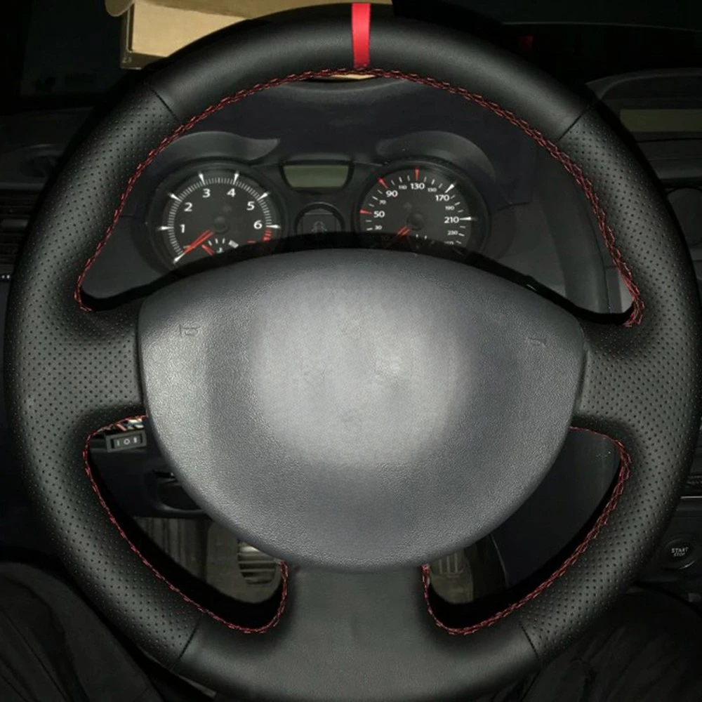 Hand-stitched Black Artificial Leather Car Steering Wheel Cover For Renault Megane Kangoo 2008 Scenic