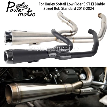 For Harley Softail Low Rider S FXLRS FXLR ST Street Bob 2018-2024 Motorcycle Complete Full System Exhaust Pipe 2-into-1 Muffler