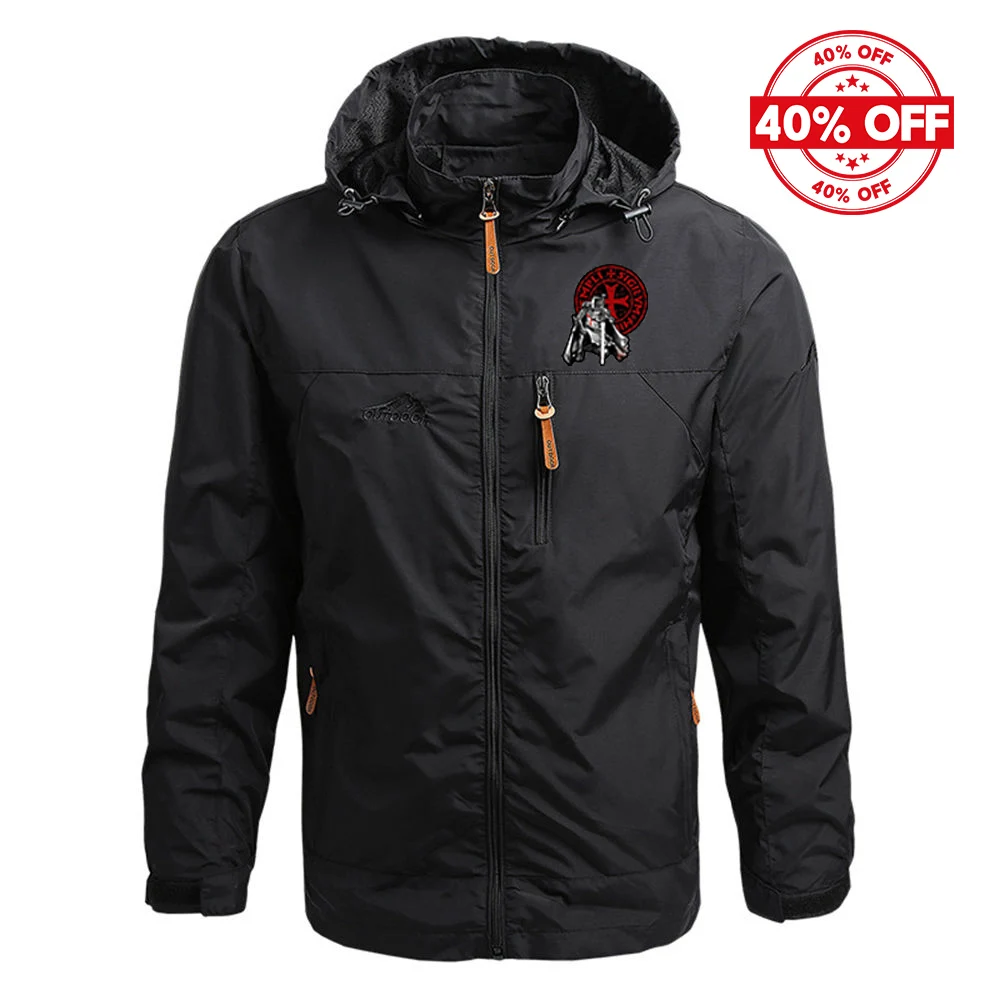 Mens Windproof Hoodie Sweatshirt Jacket Knights Templar Pattern