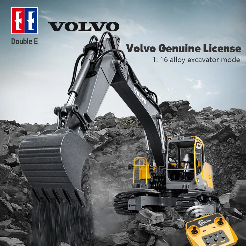 Double E 1:16 Alloy Engineering Excavator with 3 Replaceable Heads 3in1 Construction Remote Control Truck Car Toy for Boy Gift 4