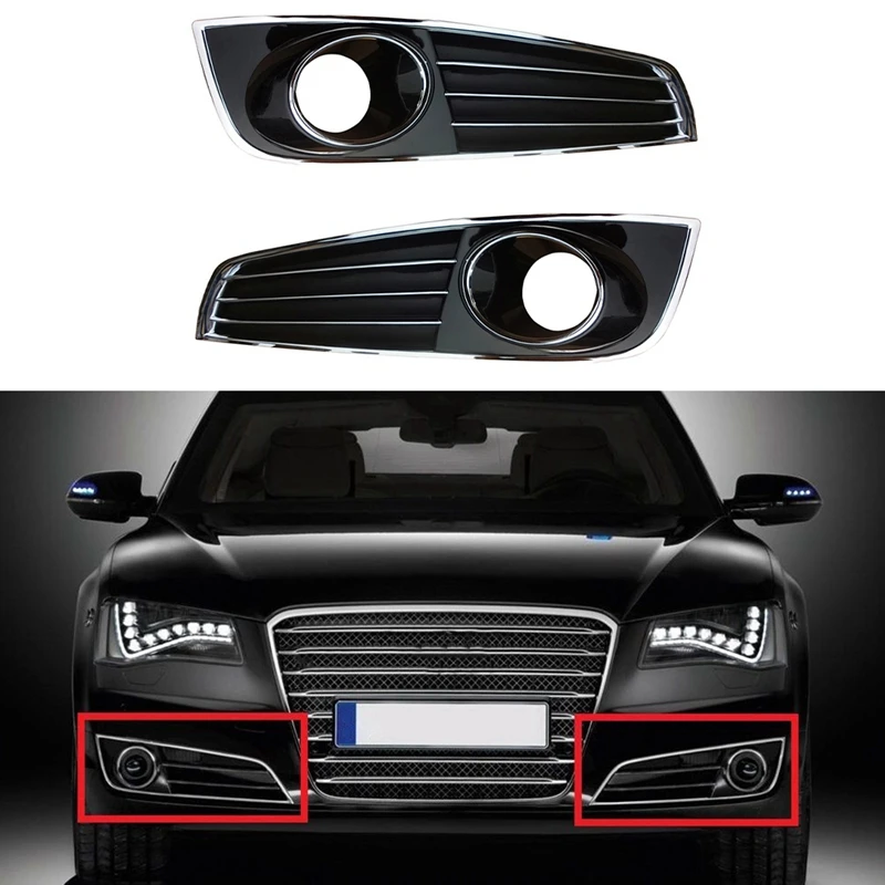 

Car Fog Lamp Shade Under Front Bumper Lamp Fog Lamp Frame Grid Component 4H0807679 4H0807680 For A8 D4 2010-2014 1 Pair
