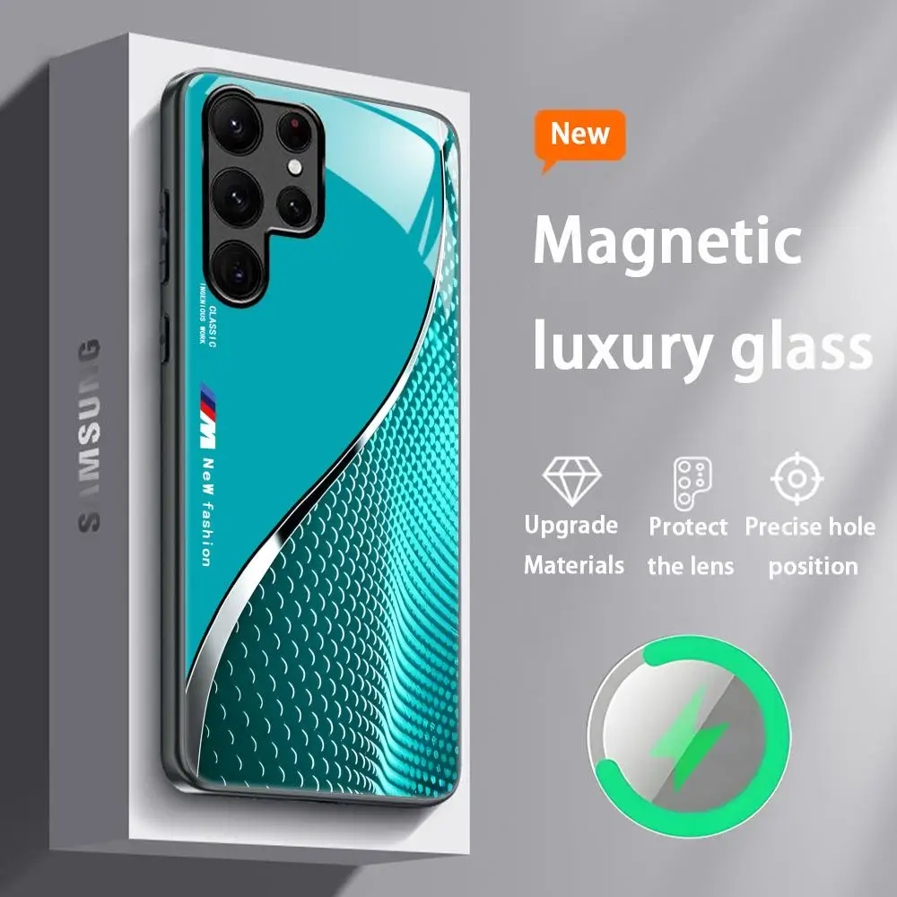 Stylish Blue and Red Magnetic Glass Phone Case - Fashionable Protective Cover