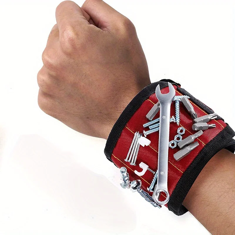 Magnetic Tool Holder Wristband - Adjustable, Heavy-Duty Fabric with Embedded Magnets, Portable Handyman Accessory