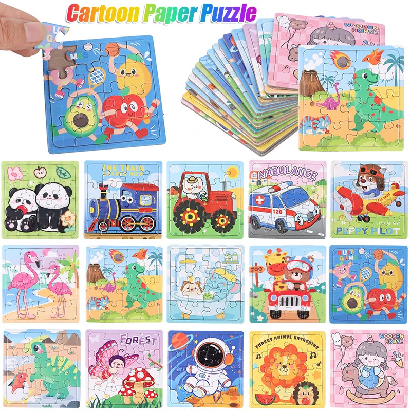 15/30Pcs Mini Cartoon Animal Paper Jigsaw Puzzles Educational Toy Kids Birthday Party Favors Gift School Rewards Pinata Fillers