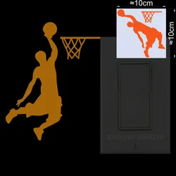 Luminous Cartoon Basketball Player Dunk Wall Sticker - Decorative Vinyl Decal with Glow - in - the - Dark Feature (OR)