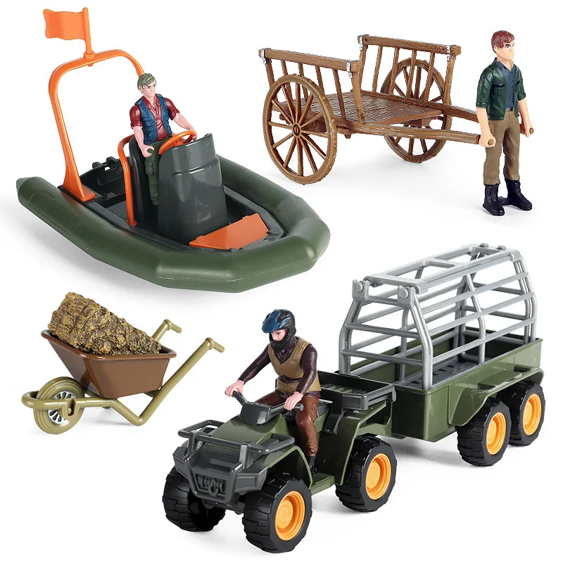 

Funny Simulation Farm Ranch Props Cart Assembly Motorbike Blimp Driver Mannequin Scene Model Ornament Children's Birthday Gift