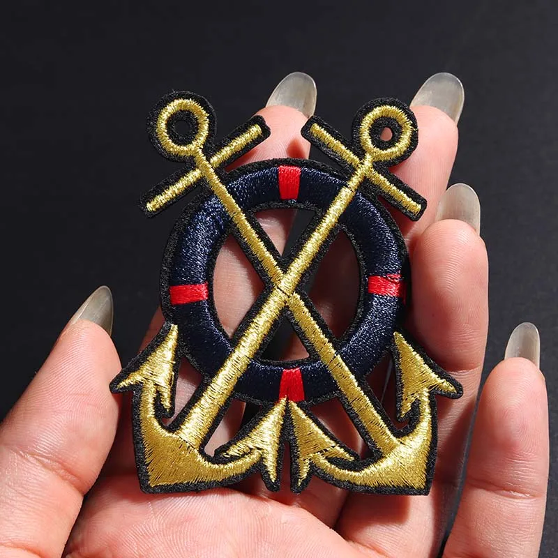 Lifebuoy Anchor Size: 6.2 X6-8 Cm Patch Per Camicie Esercito Militare Stiratura Su Distintivi Ricamati Vestiti Adesivi Appliques Per Cucire