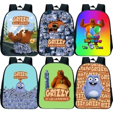 

Toddler Grizzy and the Lemmings Kindergarten Backpacks Boys Girls Cartoon Anime Bookbags Kids Mini School Bags Children Mochilas