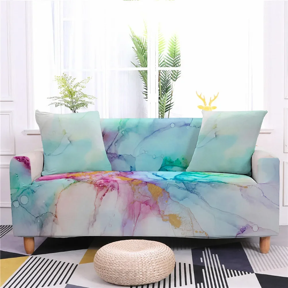 Modern Light Luxury Marble Style Sofa Cover All-inclusive Polyester L-shaped Sofa Quan Gai Home Living Room Big Sofa Fundas 5