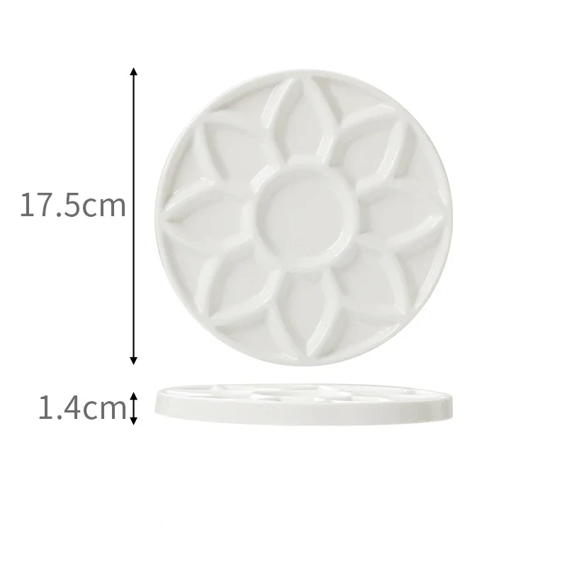 Round Flower Ceramic Palette Color Mixing Paint Palette Tray For Watercolor Gouache Acrylic Painting Art Supplies