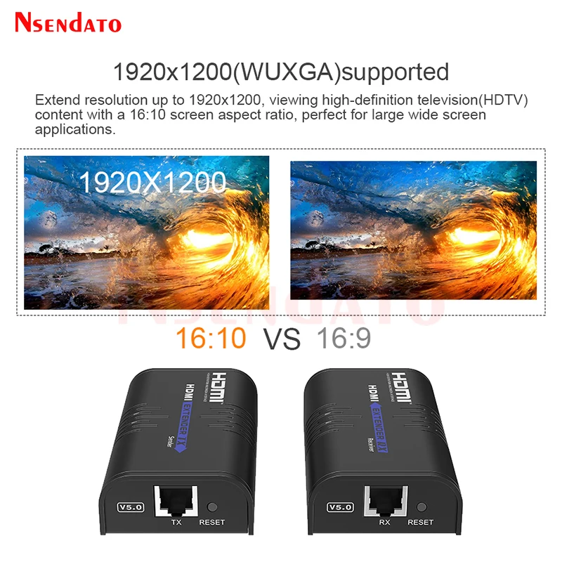 LKV373A V5.0 HDMI Extender 120M Over IP Cat5/5e/Cat6 1080P 60Hz HDMI Video Audio Transmitter Receiver Extender Kits For TV PC