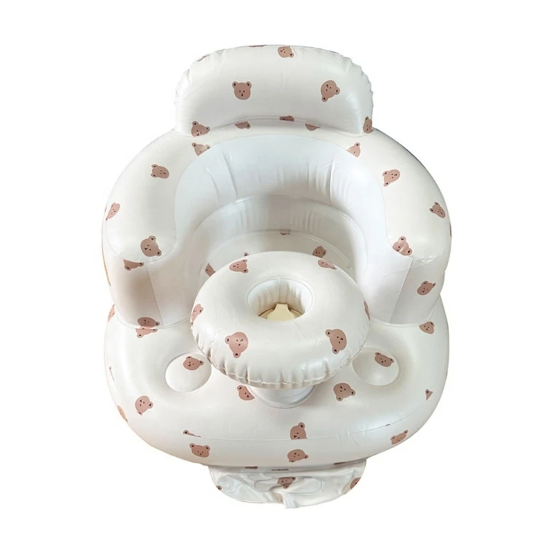 Portable Inflatable Infant Support Sofa Baby Back Support Sofa Backrest Chair Bear Theme Baby Chair for Learning