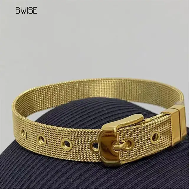 Bracelet plaqué or en acier inoxydable pour femme, bracelets de luxe, bijoux tendance, livraison gratuite 1