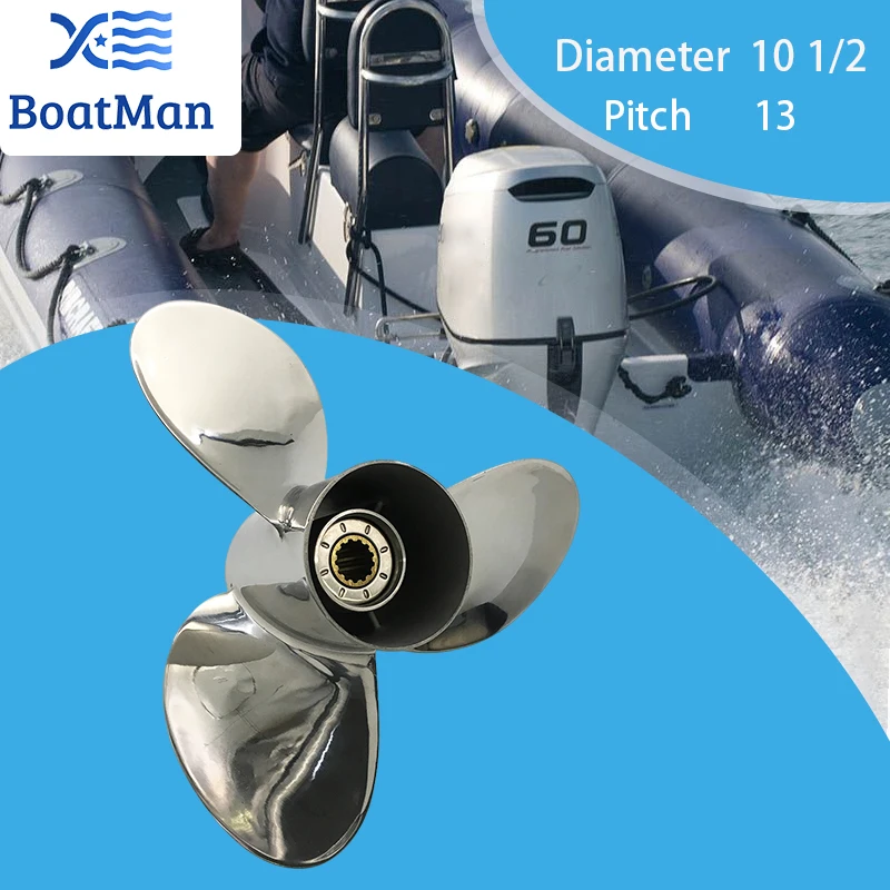 

Подвесной пропеллер BoatMan 10 1/2X13 для Honda 35HP 40HP 45HP 50HP 60HP, нержавеющая сталь, моторные аксессуары для лодок, морские запчасти RH