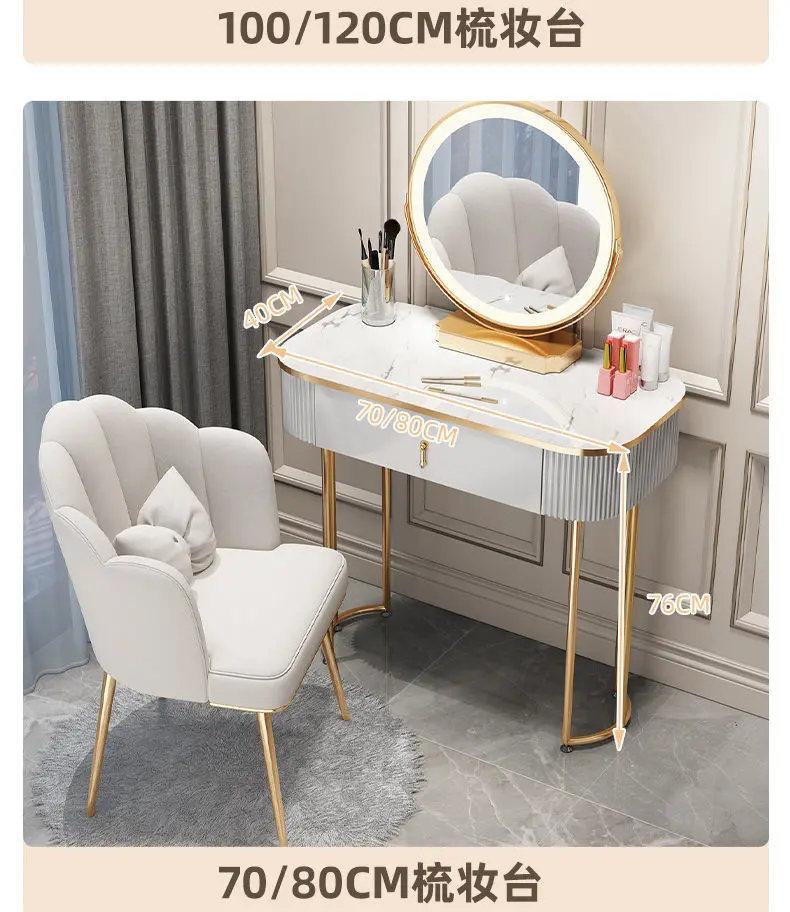 Toilette per mobili scrivania per trucco con sedia e specchio illuminato con  mobile per trucco a 3 cassetti per camera da letto - AliExpress