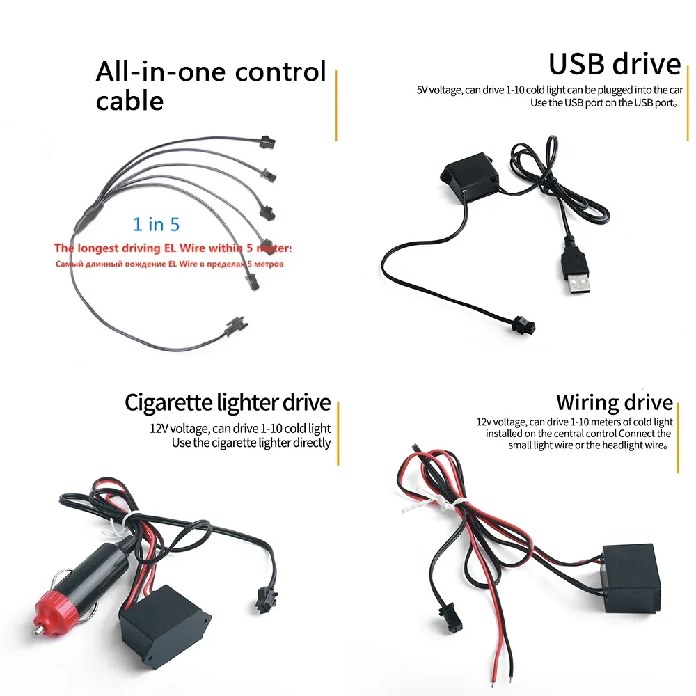 Ambient Light String Lights Glow Light Mini Led Light Car Interior Lights 1M 3M 5M LED Flexible Neon Lighting String for Car Interior Dashboard Door Decoration