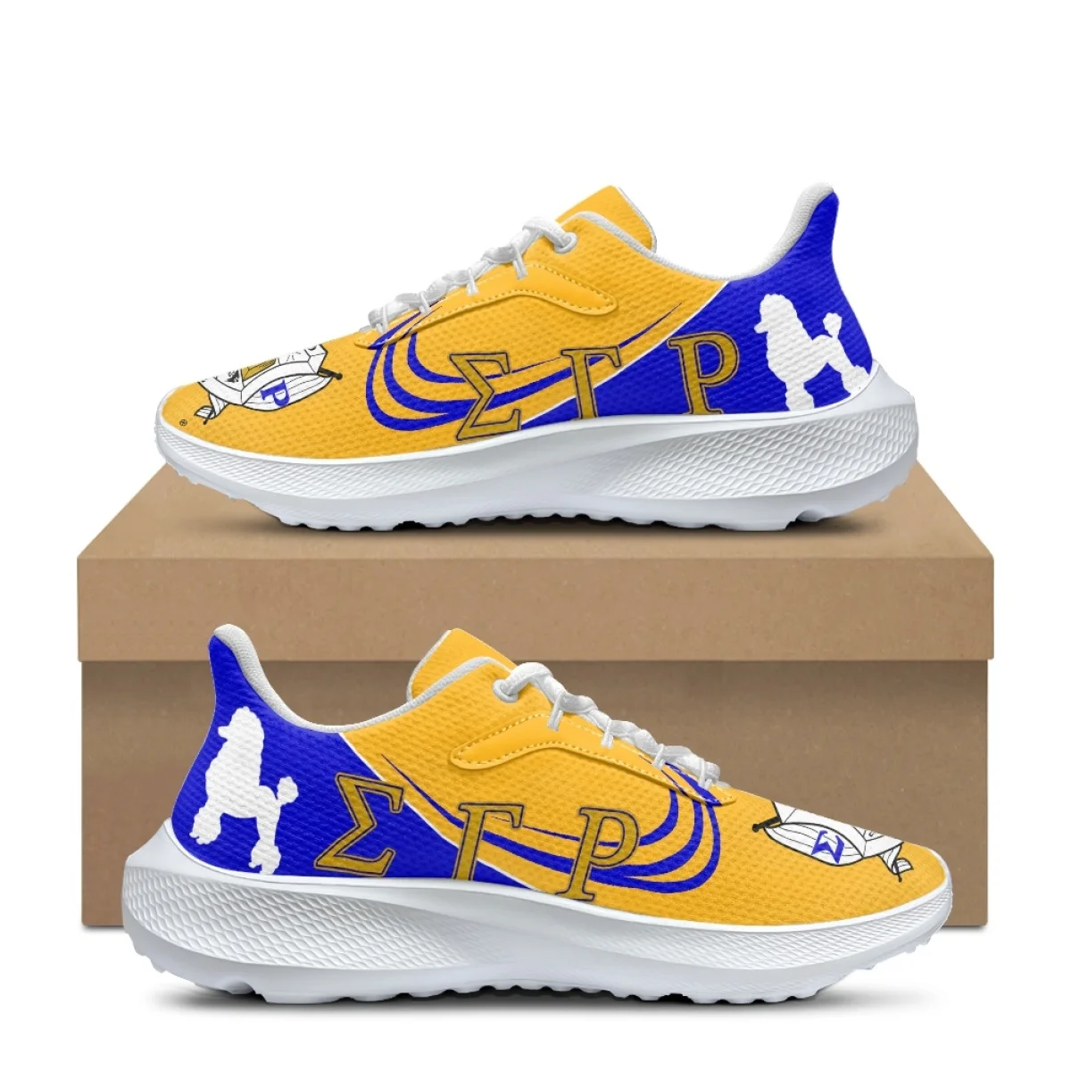Sigma Gamma Rho Brand Design Comfortable Running Shoes Poodle Pattern Stylish Lace-up Sneakers Sorority Breathable Walking Shoes